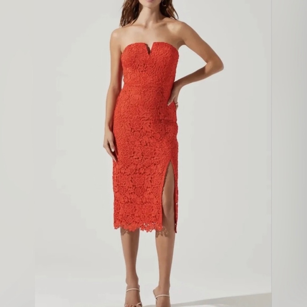 NWT ASTR the label Kalena Midi strapless lace dress